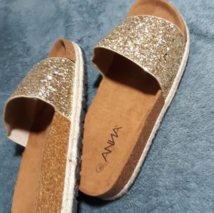 Women Casual Gold Glitter Platform Sandals